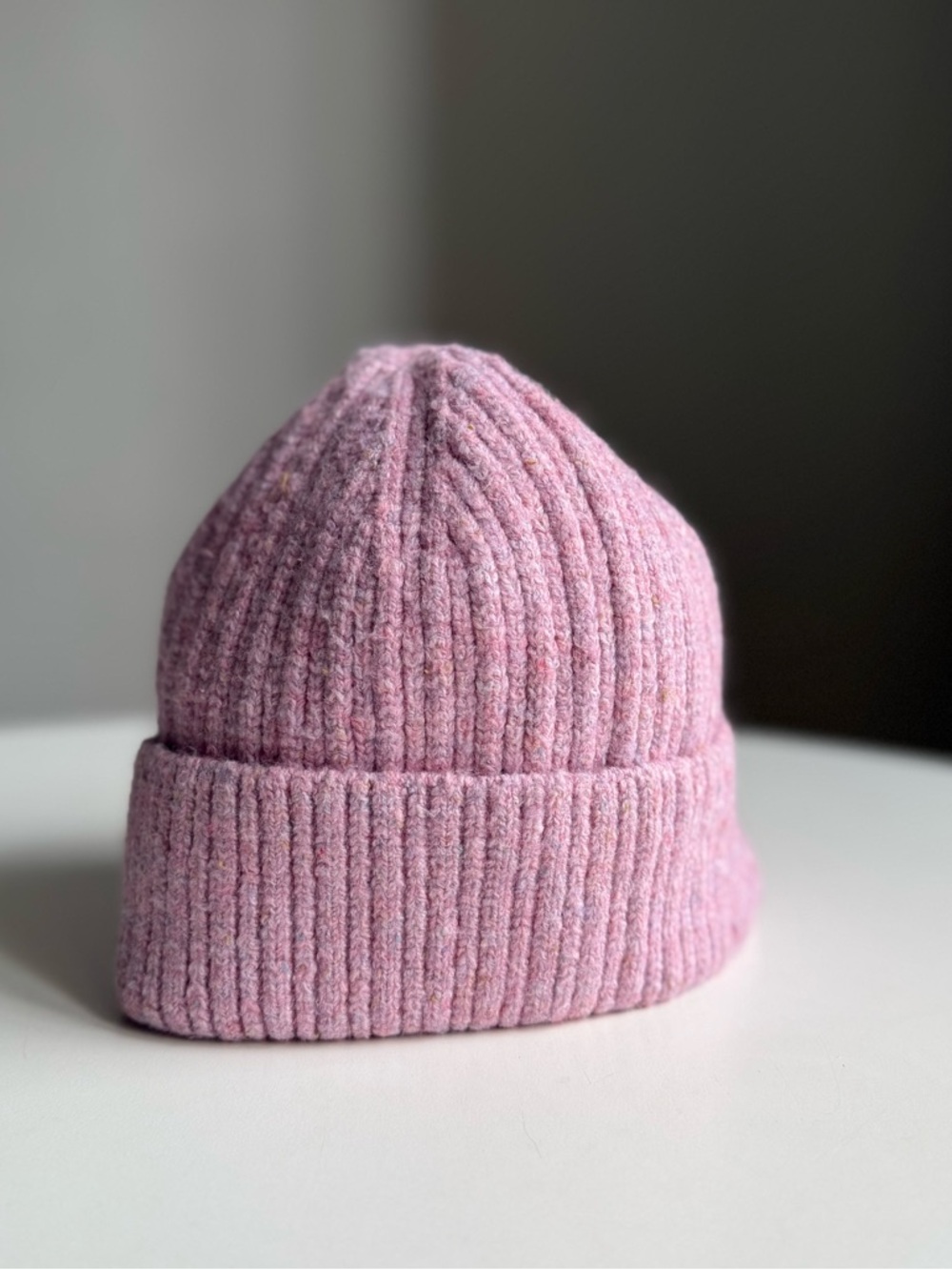 Universal Tread Women’s Beanie Hat Pink Ribbede Knit Cotton Blend One size